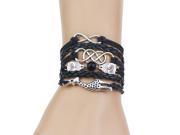 Multi Strands Infinity Silver Color Owl Giraffe Charm Leather Braid Bracelet Bangle Jewelry For Women and Men