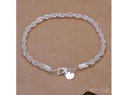 Elegant Silver Plated Twisted Rope Design Bracelet Bangle Chain 2KTI