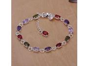 silver plated bracelet silver plated jewelry Colored stone bracelet H258