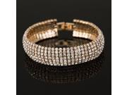 Factory price Gold and Silver plated Classic Crystal Pave Link Bracelet Bangle Full Rhinestone Jewelry for Women B011