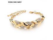 TOUCHEART Braided Gold Leaf Bracelets Bangles With Stones Luxury Crystal Bracelets For Women Wedding Jewelry Sbr140296