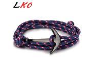 LKO HOT Alloy Anchor Bracelet Multilayer Rope Bracelet for Women Men Friendship Bracelets High Quality tom hope
