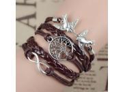 Infinity Love Leather Love Owl Leaf Charm Handmade Bracelet Bangles Jewelry Friendship Gift Items 2pac lot