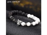 QIHE JEWELRY White Black Colorful Weathering Agate Natural Stone Beads Bracelet With Leopard Lava Stone For Men Women pulseras