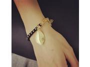 Top gold plated filled leather rope chain leaf charm bracelets Valentine s Day gift for women B3215
