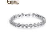 BAMOER Gold Plated Princess Cut Chain Link Bracelet with AAA Cubic Zircon for Women Party Jewelry JIB056