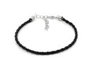 DoreenBeads Hot Sale Black Alloy Leatheroid Silver Tone Lobster Clasp Extended Chain Bracelets for Men Women 19.5cm 3