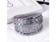 6 Layer Wrap Bracelets Slake Leather Bracelets With Crystals Couple Jewelry