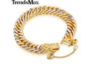 Trendsmax 11mm Shiny Cut Hammered Double Curb Cuban Rombo Silver Gold Filled Bracelet Womens Mens Chain GB192