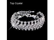 17KM Brand designer hot sell charming bride wedding crystal jewelry Shiny rhinestone Wide Bracelet for women M16