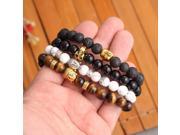 Pameng 16 Style Lava Buddha Skull head Beads Bracelets Natural Stone Bracelets For Women Men Jewelry pulseras Gold Color