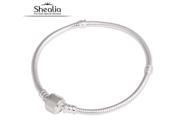 Shealia 925 Sterling Silver Clover Clip Snake Chain Bracelet For Women With Brand Logo For Charm Bracelets Bangles Jewelry Diy