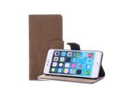 High end Deluxe Premium Synthetic Tiger Grain Leather Wallet Case Cover with Stand Flip Cover for iPhone 6 Plus 5.5 Brown