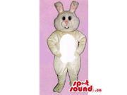 Customised Beige Rabbit Canadian SpotSound Mascot With Black Eyes And A Pink Nose