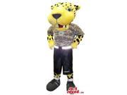 Flashy Yellow Tiger Plush Canadian SpotSound Mascot Dressed In Army Gear