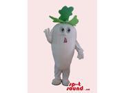 Customised White Turnip Vegetable Canadian SpotSound Mascot With Tiny Eyes