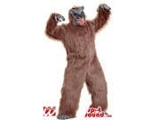 Large Woolly Brown Monster Canadian SpotSound Mascot With Scary Grey Face