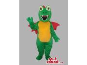 Green Dragon Plush Canadian SpotSound Mascot With Red Wings And Yellow Belly