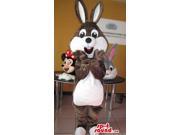 Brown Rabbit Bunny Animal Character Canadian SpotSound Mascot With White Belly