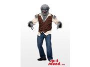 Real Looking Scary Werewolf Horror Canadian SpotSound Mascot With A Brown Vest