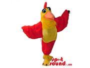 Customised Yellow And Red Bird Canadian SpotSound Mascot With Large Wings And Comb