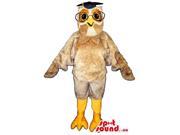 Beige Owl Plush Canadian SpotSound Mascot Dressed In A Teacher Hat And Glasses