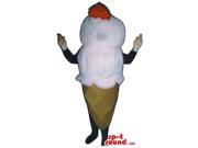 White Ice Cream Cone Canadian SpotSound Mascot With A Strawberry And No Face