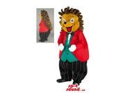 Brown Hedgehog Canadian SpotSound Mascot With Red Jacket Pants And Vest