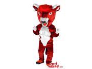 Red Goat Animal Canadian SpotSound Mascot With Horns Bad Red Tongue