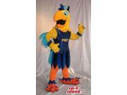 Yellow And Blue Eagle Bird Plush Canadian SpotSound Mascot In Medieval Gear