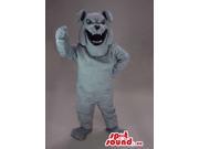Angry Grey Dog Plush Canadian SpotSound Mascot With Sharp Teeth And Bent Ears