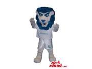 White And Blue Lion Animal Canadian SpotSound Mascot Dressed In Sports Gear