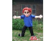 Boy Canadian SpotSound Mascot With Red Or Brown Hair With A T Shirt And Freckles