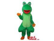 Green Fairy Tale Frog Plush Canadian SpotSound Mascot With Round Eyes And A Red Mouth