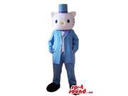 Kitty Cat Boy Cartoon Canadian SpotSound Mascot With Elegant Blue Gear