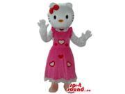 Kitty White Cat Well Known Character Canadian SpotSound Mascot In A Hearts Dress