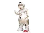 Customised Peculiar All White Robot Canadian SpotSound Mascot With Buttons