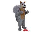 Cartoon Grey Squirrel Animal Plush Canadian SpotSound Mascot With A Brown Belly