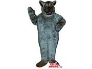 All Grey Cat Plush Canadian SpotSound Mascot With An Angry Face And Blue Eyelids