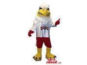 American Eagle Bird Canadian SpotSound Mascot Dressed In Red And White Sports Gear