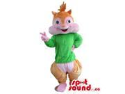 Well Known Chipmunk Cartoon Character Plush Canadian SpotSound Mascot In Green