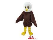 Brown And White Bird Canadian SpotSound Mascot With Yellow Beak And Legs