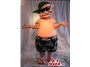 Cool Pig Plush Canadian SpotSound Mascot Dressed In Shorts And Sunglasses