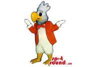 White Eagle Bird Canadian SpotSound Mascot Dressed In A Red Jacket And Bow Tie