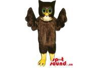 Customised Dark Brown Owl Bird Canadian SpotSound Mascot With Green Eyes