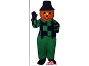 Pumpkin Canadian SpotSound Mascot In Green And Black Farm Gear And Hat