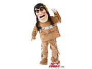 Angry Native Indian Human Canadian SpotSound Mascot With Brown Clothes