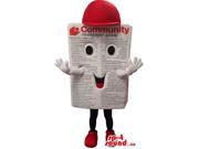Cute Newspaper Plush Canadian SpotSound Mascot Dressed In A Red Cap And Shoes