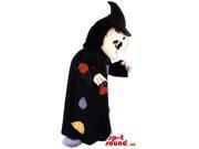 Witch Canadian SpotSound Mascot With Red Hat Black Dress And Patches