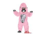 Gorilla Animal Canadian SpotSound Mascot With Pink Fur And Silver Body